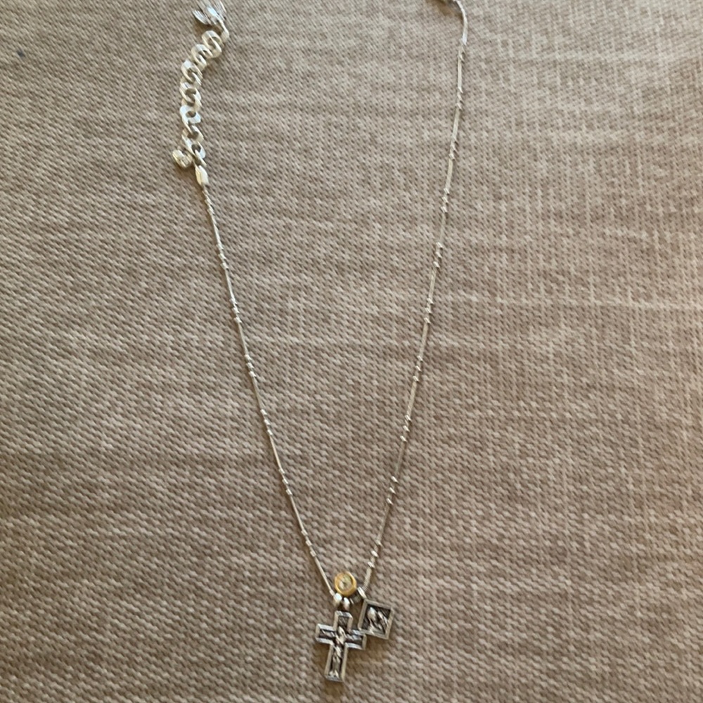 BRIGHTON’S ADJUSTABLE SILVER CROSS NECKLACE